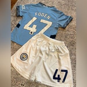 Phil Foden Manchester City Soccer Jersey and Shorts Set Size 3-T to Y XL